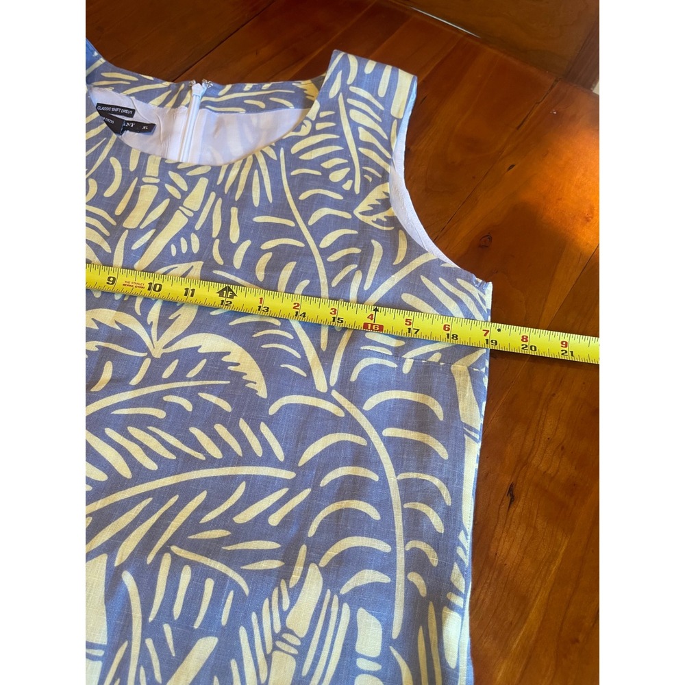 Island Company Blue Yellow Tropical Palm Linen Shift Resortwear Vacation XL - Picture 7 of 8